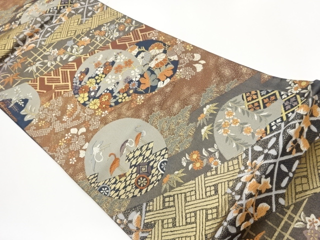 JAPANESE FUKURO OBI / WOVEN FLORAL PLANTS